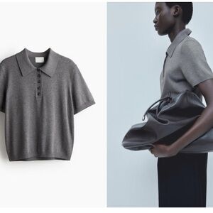 NWT H&M Knit Gray Polo Size M